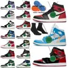 Basketskor av Jumpman 1 Herr Dam Herr 1 1s vit x University Blue Sneakers air Trophy Room Chicago Red High OG Hyper Royal