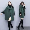 Misto lana da donna 2023 stile mantello cappotto di lana femminile autunno e inverno moda spessa temperamento manica a pipistrello coreana di media lunghezza