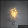 선물 세트 LED LIGHT DREAM CATCHER 두 반지 깃털 드림 캐처 바람 차임 장식 벽 교수형 MTICOLOR 12ms J2 드롭 배달 B DHZFK