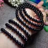 Strand Natural Black Tourmaline Stretch Prayer Round Beads Bracelets For Women Femme Charm Bracelet