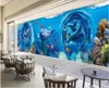 Papéis de parede personalizados PO MURAL 3D Papel de parede subaquática Mundial Dolphin Animal Coral Decoração da casa Sala de estar para paredes 3 dias em rolos