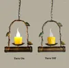 Pendellampor American Rustic Creative Iron Art Lights VingTage gammaldags hartsskugga E14-lampa för vestibulecorridorcafe