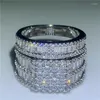 Кластерные кольца роскошные винтажные кольца набор принцесса Cut Zircon Cz 925 Серебряное обручальное обручальное кольцо для женщин для женщин подарок