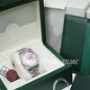 Women's Watches Factory 2813 Automatic Movement 36MM WOMENS PINK FLOWER Dress Christmas Gift Sapphire glass with original box3361