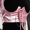 Women's Tanks Camis Faux Leather Waist Belt Steampunk Underbust Corset Fashion Gothic Punk Tied Harness Strap Pink