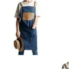 Aprons Senyue Adt Apron Canvas Floral Work Clothes Barbecue Kitchen Women Custom1 Drop Delivery Home Garden Textiles Dhzjl