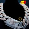 Большое тяжелое мужское ожерелье Silver 925 Iced Out VVS Moissanite Baguette Diamond Hip Hop Iced Out Cuban Link Chain9012594