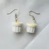 Boucles d'oreilles pendantes en résine coréenne, pendentif hamburger tarte au lait thé, œuf créatif pour femmes, mode intéressante Boba 2023 lustre