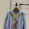 Women's Sweaters designer Flower Embroidery Cashmere Sweater Slouchy Loose Lantern Sleeve Knitwear Women ZNIZ