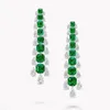 Ketting oorbellen set Godki mode luxe 4pcs VAE Waterrop sieraden voor vrouwen bruiloftsfeest groen kubieke zirkonia dubai bruids