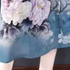 Etnik Giyim 2023 Çin Elbise Qipao Cheongsam Modern Şifon Yarım Kollu Çiçek Baskı iç çamaşırı 10174