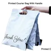 Packing Bags 50Pcs Printed Tote Express Bag With Handle Courier Selfseal Adhesive Eco Waterproof Plastic Mailing1 Drop Delivery Offi Dhvgi