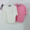 Damen Strick-T-Shirts Designer neue Produkte Hohlbuchstaben Haken Blume Nähen Kristallperlen Altersreduzierung Pullover Rundhals Kurzarm 3AZQ