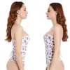 Bustiers & Corsets Sexy Overbust Corset Women Lingerie White Printing Bustier Top Slimming Waist Trainer Body Shaper Gothic Shapewear