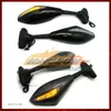 2 X Motorcycle LED Turn Lights Side Mirrors For KAWASAKI NINJA ZX-636 ZX-6R ZX 6R 6 R CC ZX636 ZX6R 98 99 1998 1999 Carbon Turn Signal Indicators Rearview Mirror 6 Colors