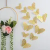 Pegatinas de pared 12 piezas espejo espejo 3D fondo de pantalla de la sala de decoración de mariposa hueca decoración de la ventana para niños