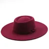 Wide Brim Hats Bucket Fedoras For Woman RingShaped FlatTop Wool Felt Big Eaves Bowler Ladies Spring Autumn And Winter Fashion Woolen 230106