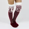 Femmes chaussettes dames Noël collés en tricot épais haut sur le genou bassages extensibles filles Bandoin bandage impression