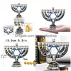 Ljushållare H D 9 Branch Magen David Menorah Handpanted Holder Collection för Hanukkah Shabbat Christmas Ceremony Home Decor Gif Dhn9n