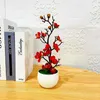 Dekoratif Çiçekler 1 PC Yapay Erik Çiçek Bitkiler Pot Sahte Bonsai İpek Dekorasyonu Bahçe Ev Ofisi