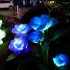 5/3 tête LED Solaire Rose Fleur Lumière Étanche Jardin Paysage Lampe Extérieure Pelouse Maison Décoration De Noël Veilleuses