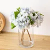 Flores decorativas Hydrangea Flower Bouquet Fake Silk Wedding Party Decoration for Dinning Table Home Decor