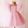 Girl's Dresses Summer Baby Girls Dresses Fly Sleeve Bow Birthday Gown Infant Party Tulle Tutu Princess Newborn Birthday Toddler Gril Clothes T230106