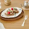 Plates Dessert Plate Patera Na Ciasto Japanese Ceramic Cake Creative Retro Embossed Flat Net Red Tableware Plateau Rond Soporte Tartas