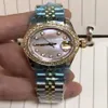 Vrouw Kijk hoogwaardige datum polshorloge mechanische automatische beweging roestvrijstalen band horloges 36 mm hardlex glazen diamanten be290o