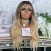 Ombre Blonde Farbe Wellig 200% Dichte Echthaar Pony Perücken Für Frauen Transparente Spitze Vorne Perücke Brasilianische Remy Glueless Fringe