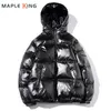 Giacche da uomo Nero lucido Cappotti da uomo e da donna Harajuku Parka Imbottito in cotone con cappuccio Luminoso Jaqueta Masculina Abbigliamento invernale unisex 230106