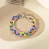 Link Bracelets Hip-hop Punk Blue Sky And White Clouds Dripping Oil Letter Bracelet Men Women Fashion Trends Couple Nightclub Party Jewelry