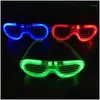 Party Masks Wedding Mask Glasses Entertainment Roliga tricks Toy LED FLISKING SCUTER Gl￶dande blind Glas med batteri 1371 Drop Deli Dhgou