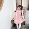 Vêtements ethniques Qipao Girls 'Vêtements Hiver Style chinois Plance épaissie Cheongsam Sweet Cute petite fille Cotton Robe douce Hanfu