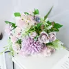 Decoratieve bloemen Kunstmatige rozenboeket Silkbloem Daisy Hydrangea Branch voor thuisbruiloft Decoratie Party Accessoire Bruid Flores Fake