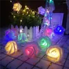 Strängar 10/20/40/80LED ROSE FLOWER Fairy String Lights Garland Artificial For Valentine's Day Christmas Wedding