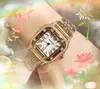 Luxury Lovers Square Roman Tank Quartz Watches Femmes Diamonds Ring Fine en acier inoxydable Bracelet Gold Bracelet