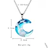 Pendant Necklaces Chic Transparent Women Blue Sky White Cloud Resin Rod Ball Moon Chain Fashion Jewelry Gifts For Girl Drop Delivery Dhsjd