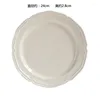 Assiettes simples en dentelle Vintage français, assiette occidentale, bol à salade en céramique plat petit déjeuner en Relief, plat de couleur blanche, service de dîner