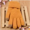 Andra moderskapsmaterial Trellis Sticked Glove Solid Color Non Slip Thickning Mittens Winter Warm Lady Touch Sn Wool Gloves Woman 4 DHKR5