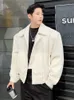 Men s Down Parkas IEFB 2023 Autumn Grainy Fabric Blue Short Coat For Men Trend Personality Korean Chic Oversized Lapel Zipped Jackets 9A1221 230106