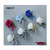 Couronnes de fleurs décoratives Mens Simation Soie Rose Boutonnière Broche Broche Décorations De Mariage Fleur Marié Cor Colorf Drop Livrer Dhmld