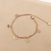 Anklets Martick Sweet Woman Summer Jewelry Five Saturna Flower Rose Gold Color for Waterproof Ank46