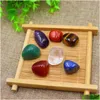 Loose Gemstones 7Pcs/Set Reiki Seven Chakra Healingnatural Stone Tumbled Irregar Polishing Rock Quartz Yoga Energy Bead Decoration D Dhzmh