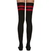 Femmes chaussettes mode Hip Hop limite passerelle modèles Style rayures rouges lettres tricot cuisse haute Harakuju noir genou