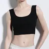 Tanques femininos J78E Mulheres sem mangas bolas de colheita Tampa da colheita básica Plano básico cor de cor sólida Yoga Sport Navel Vest Slim Camisetas