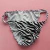 Underpants Mens String Bikini Stripe Nylon Spandex G3774 Narrow Waist Wimsuit Fabric Zebra Prints Black WhiteUnderpants