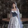 Vêtements ethniques De luxe fée bleu imprimé fleuri longue robe De soirée a-ligne femmes épaules dénudées robe De soirée De bal Vestidos De Fiesta