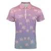 Men's Polos Elegant Beach Casual Polo Shirt Gradient Palm Print T-Shirts Male Short Sleeve Graphic Y2K Oversized Tops Birthday Present