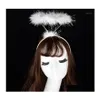 Christmas Decorations Feather Angel Halo Ring Headband For Kids Adts Women Girls Princess Hair Party Dress Decor Halloween Drop Deli Dhcl5